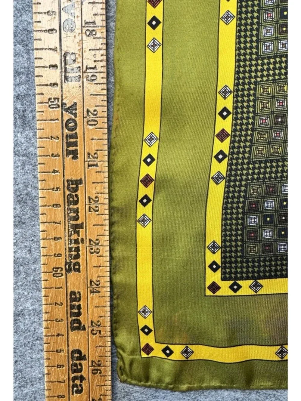 Vintage ECHO Silk Blend Scarf,  Modernist Geometrics Hand Rolled Edges 26x26